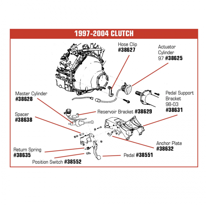 Corvette Clutch Pedal, 1997-2004