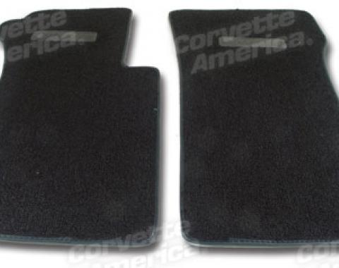 Corvette Floor Mats, 2 Piece ACC Loop, with Embossed Emblem, Dark Blue (42), 1963-1967