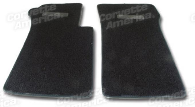 Corvette Floor Mats, 2 Piece ACC Loop, with Embossed Emblem, Dark Blue (42), 1963-1967