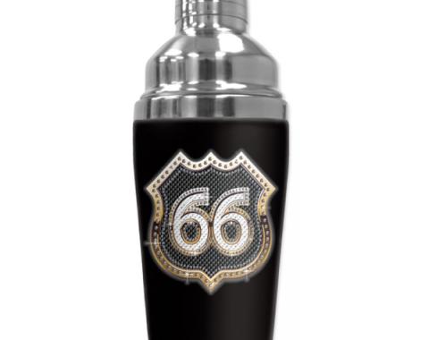 Mugzie Cocktail Shaker, Hot Or Cold, Checkered Flag Route 66 Bling (gold)