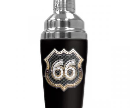 Mugzie Cocktail Shaker, Hot Or Cold, Checkered Flag Route 66 Bling (gold)