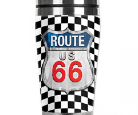 Mugzie® brand Travel Mug - Checkered Flag Route 66