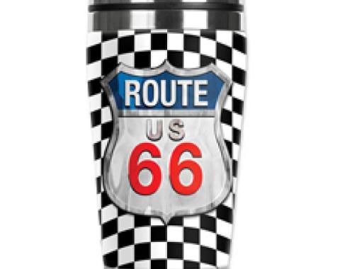 Mugzie® brand Travel Mug - Checkered Flag Route 66