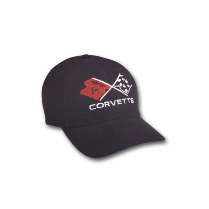 Corvette Crossflags Logo Cap | BLACK