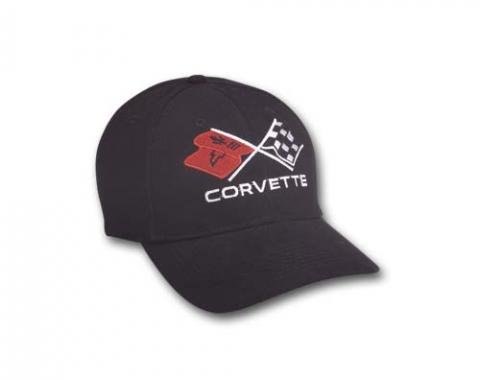 Corvette Crossflags Logo Cap | BLACK