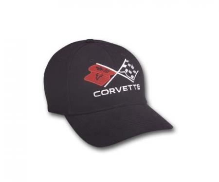 Corvette Crossflags Logo Cap | BLACK