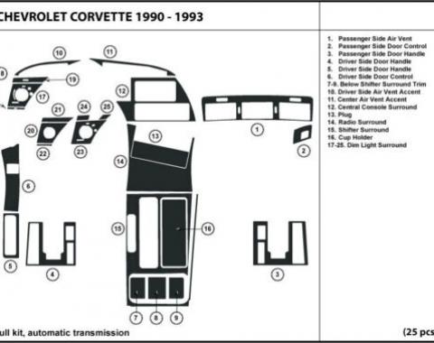 Corvette Carbon Fiber Dash Kit, Automatic, 1990-1993