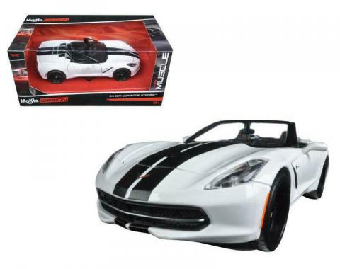 2014 Chevrolet Corvette Stingray White Convertible with Stripes 1/24 Diecast