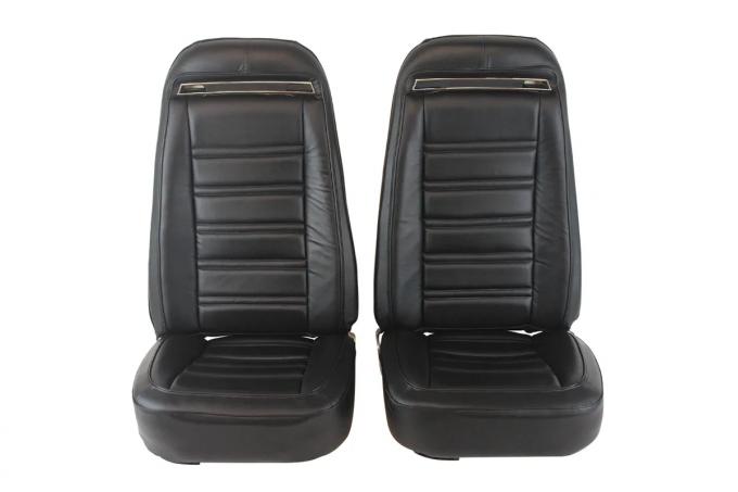 CA 1972-1974 Chevrolet Corvette 100% Leather Mounted Seat Cover Set With Shoulder Harness 419420MS | 59-96 Black