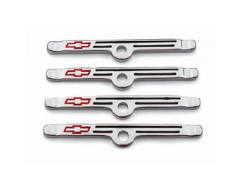 Corvette Chrome Valve Cover Hold Down Clip, With Bowtie Emblem, 1963-1982