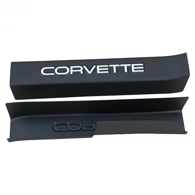 Corvette Black Sill Ease Protectors, With White Letters, 1990-1996