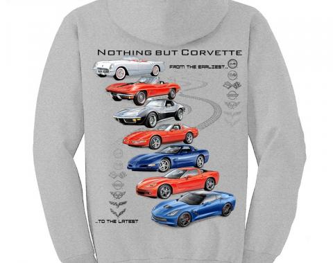 Corvette Hoodie Sweatshirt, Nothing But Corvette, Sport Gray