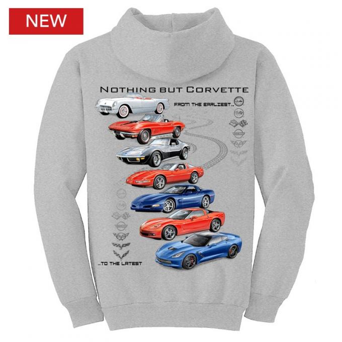 Corvette Hoodie Sweatshirt, Nothing But Corvette, Sport Gray