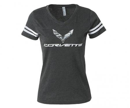 Corvette Ladies Smoke Black Football Jersey T-Shirt