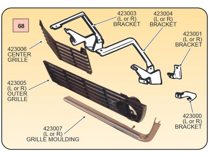 68 Grille Support - Lower Inner Right