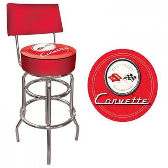 Counter Stool - Red With Back Rest And C1 Logo