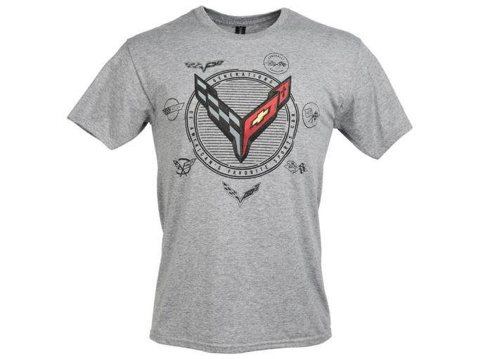 T-Shirt Men’s 8 Generations Americas Favorite Sports Car Gray