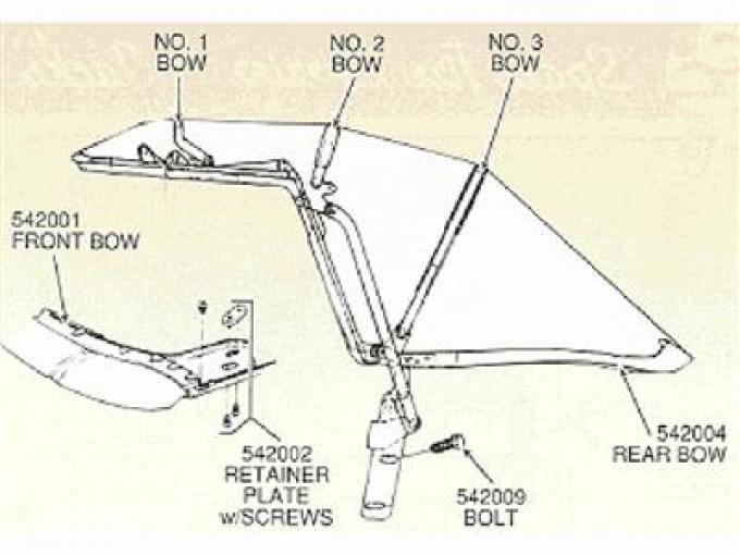 63-67 Soft Top / Convertible Top Bow - #1 Bow