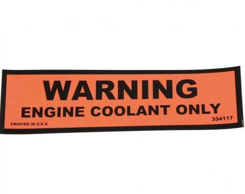 74-77 Cooling System Decal - Coolant Warning On Expansion Tank