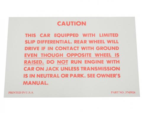 57-58 Decal - Positraction Caution All With Positraction
