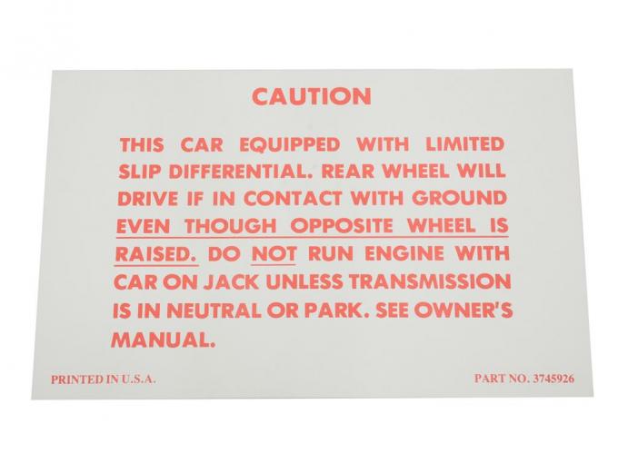 57-58 Decal - Positraction Caution All With Positraction