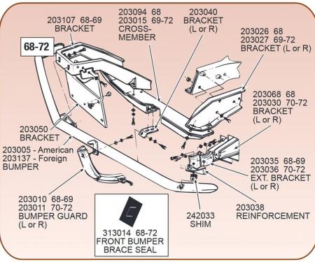 69-72 Crossmember Extension Bracket to Frame Left