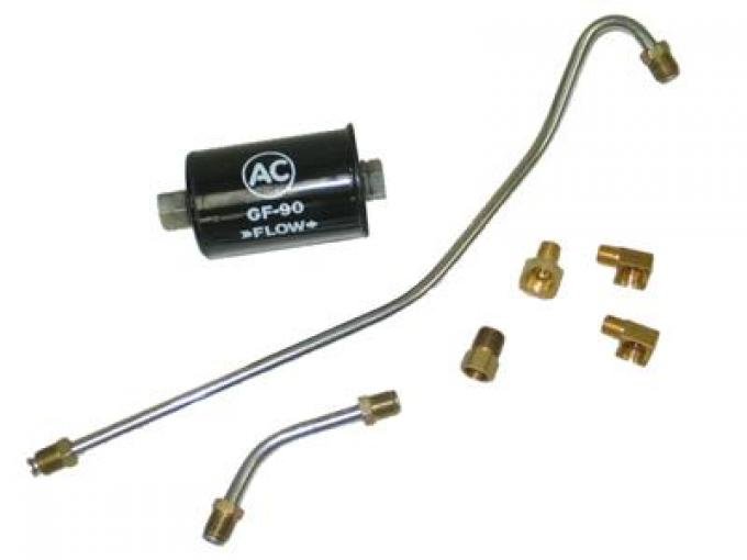63-65 Fuel Line - 300 HP with Black GF90 Filter - Stainless Steel