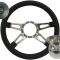 84-89 Black Leather 4 Spoke Steering Wheel w/ Horn Button and Hub