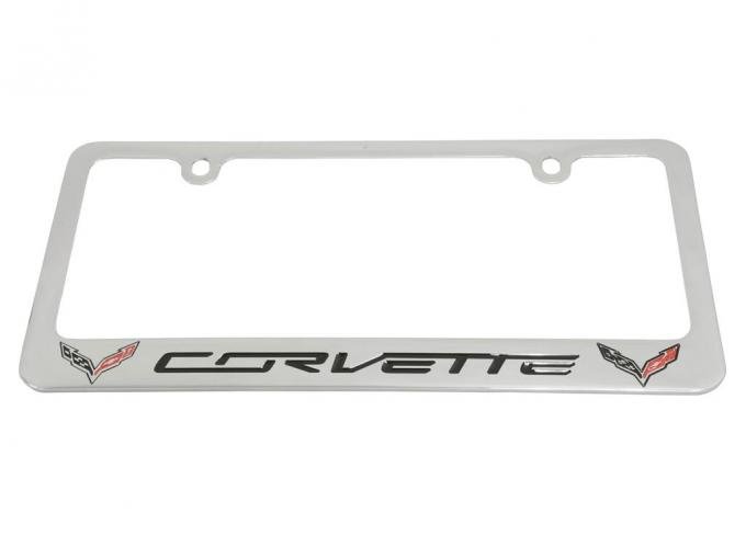 14-19 License Plate Frame / Bezel - C7 Logo Chrome