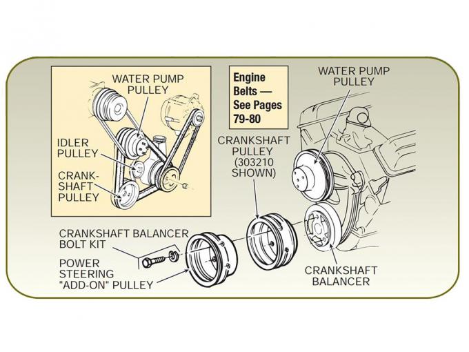 68-70 Water Pump Pulley - With Air 1 Groove Add-on