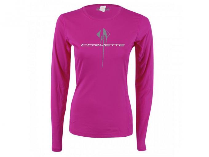Womans Stingray Long Sleeve Raspberry Glitter T-Shirt
