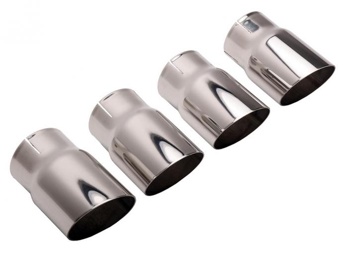 85-91 Exhaust Extensions Tips - Round Angle Cut Stainless Steel - 4 Pieces