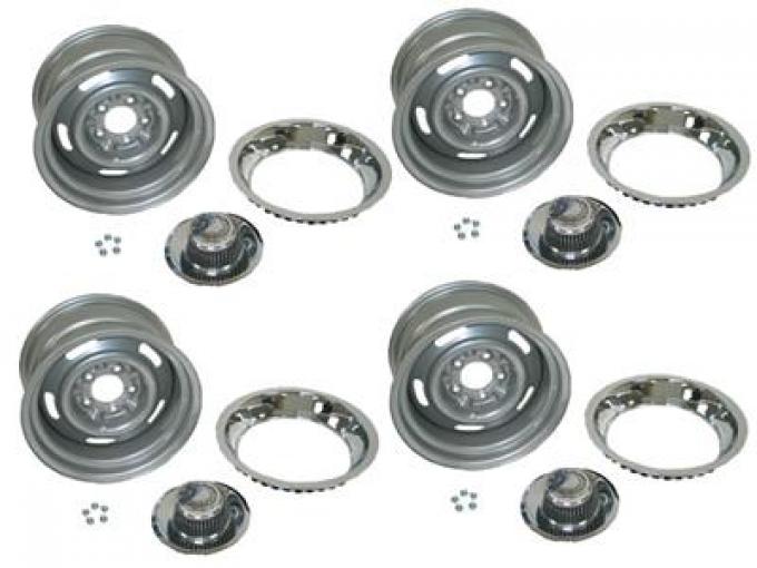 69-82 Rally Wheels Package With Replacement Trim Rings