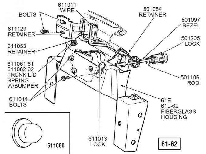 62 Trunk Lid Spring - Pop Up With Bumper