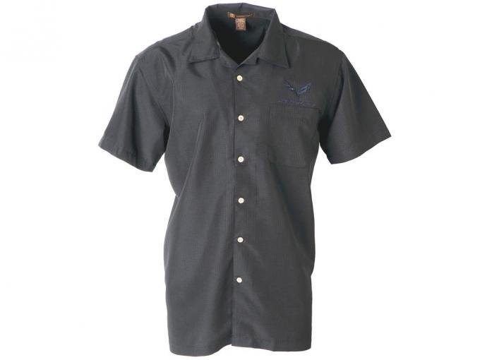 Camp Shirt - Men's Black Textured Stingray With C7 Embroidered Logo