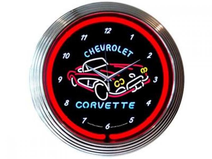 C1 Chrome Ring Neon Clock