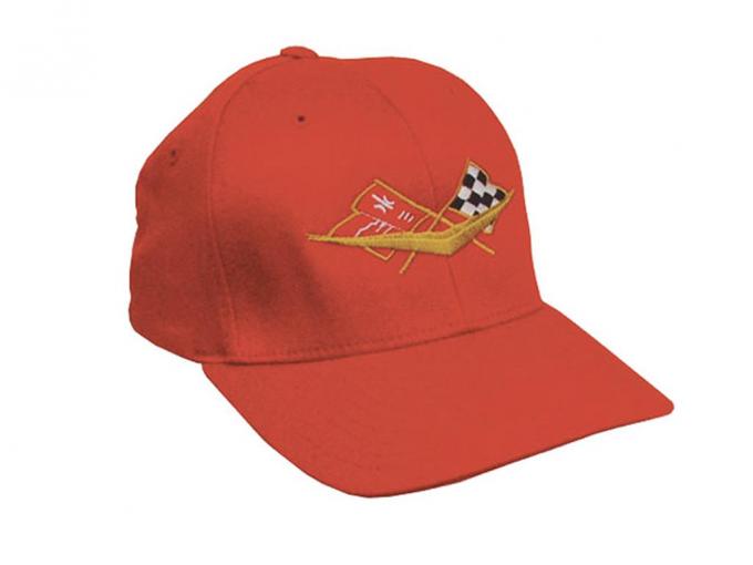 Hat - Red Flex Fit With C1 Embroidered Emblem ( S / M ) Fits 6 3/4" To 7 1/4"