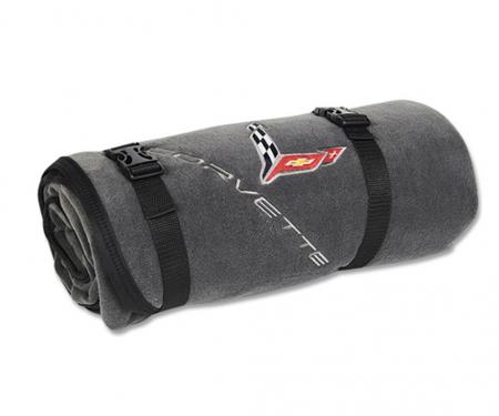 Fleece Blanket -Charcoal with Corvette Embroidered Emblem