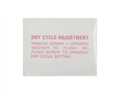 58-62 Decal - Engine Compartment Washer Bottle Dry Cycle Adjustment