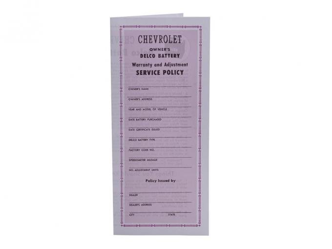 56-61 Battery Warranty Card