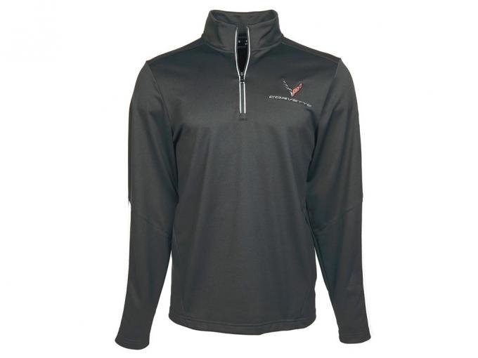 Men's C8 Corvette Under Armour Qualifier Quarter Zip Black Jacket