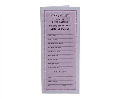 56-61 Battery Warranty Card