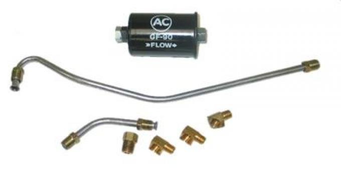 63-65 Fuel Line - 300 HP 2 Lines 4 Fittings And Black Gf90 Filter - Steel