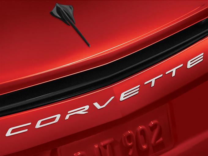 2020-2023 White Rear Corvette Letters Script Emblem