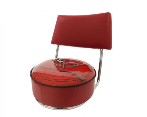 Counter Stool - Red With Back Rest And C5 Logo