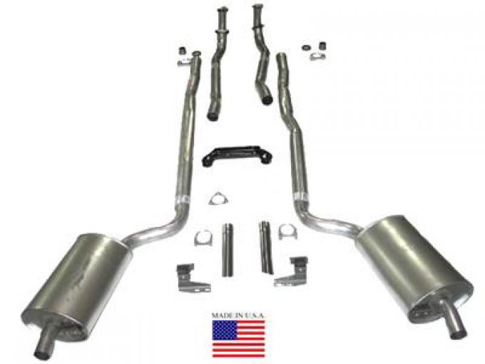 66-67 Deluxe Exhaust System - 2" To 2 1/2" Sb - Welded Muffler - With 4 Speed