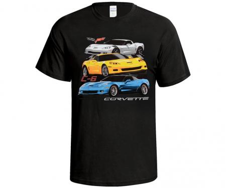 T-Shirt C6 Black 3 Car Front Print