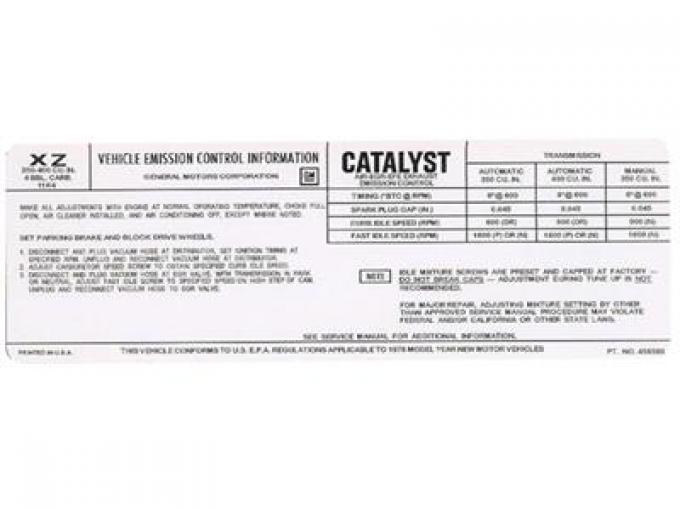76 Emission Decal - L48 California ( XZ )