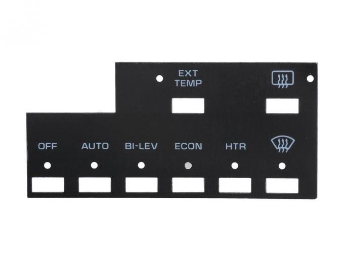 1986-1989 Heater & Air Conditioning Control Face Applique with Rear Defroster