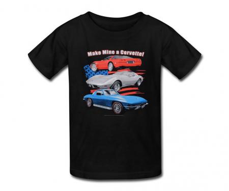 Kids "Make Mine a Corvette" Black T-Shirt